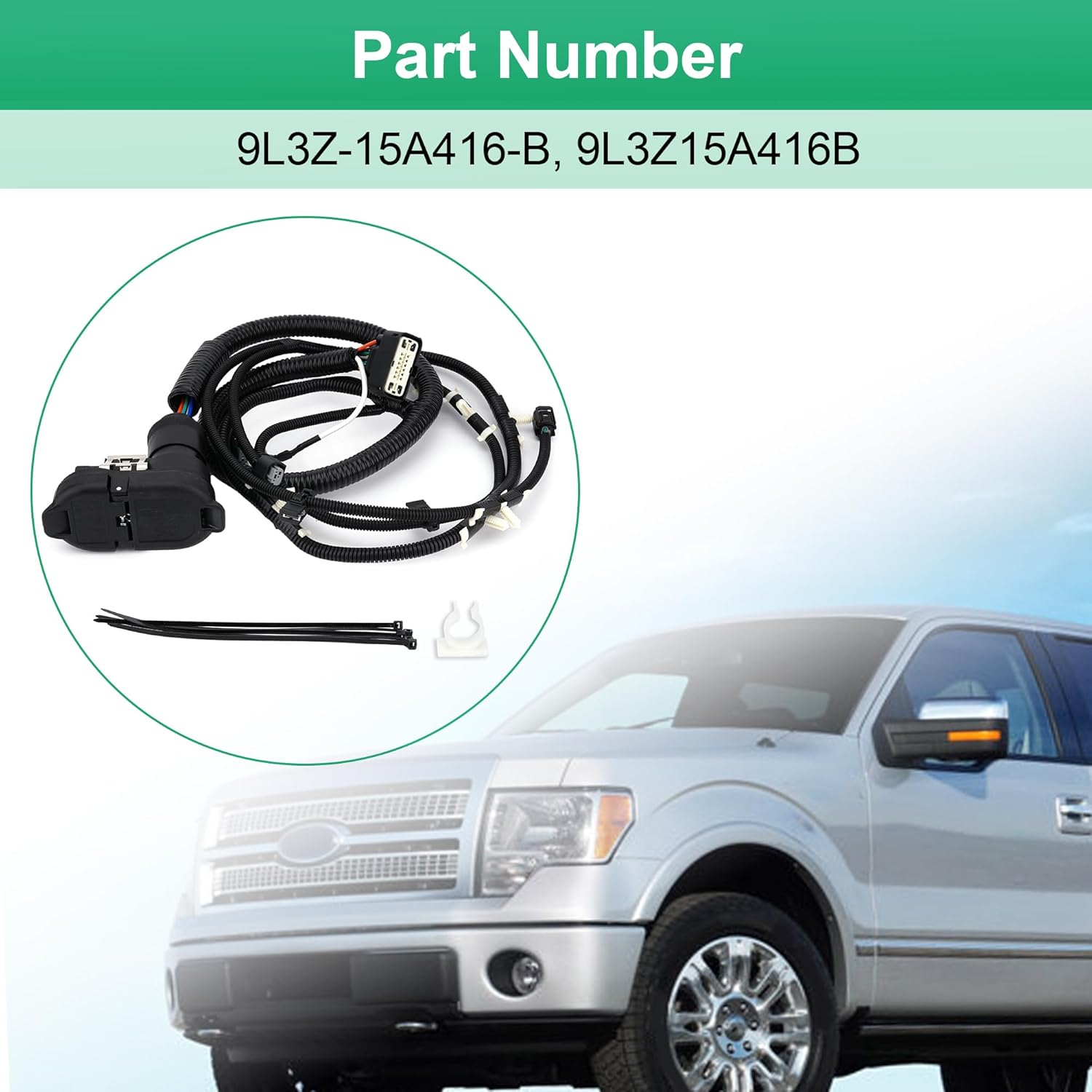 7 Way Trailer Brake Control Hitch Tow Wiring Connector Harness Kit w/Park Aid for Ford F-150 2009-2014 9L3Z-15A416-B 9L3Z15A416B