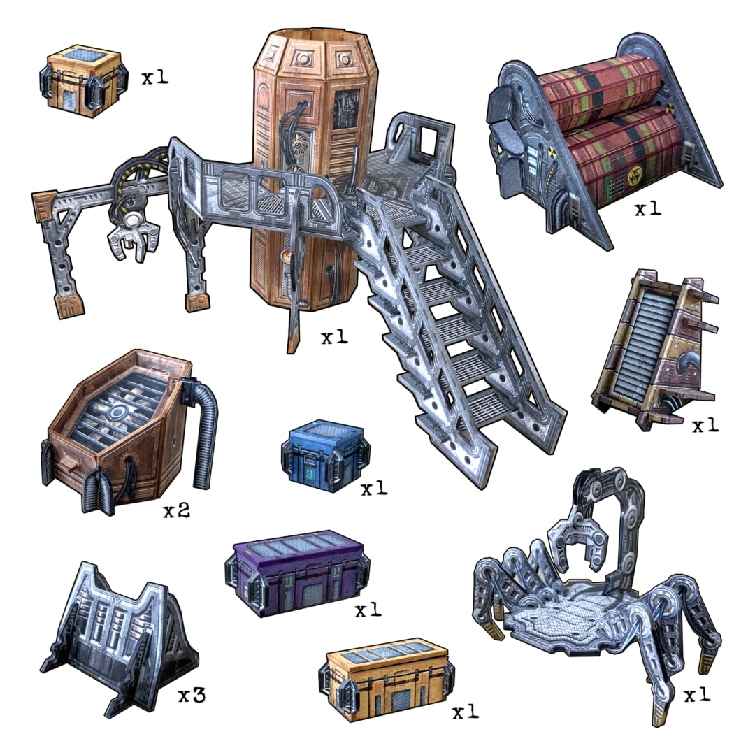Battle Systems Terreno de Ciencia ficción - Terreno Espacial Modular 3D de 28 mm Juegos de Guerra y Juegos de rol - Modelos de construcción de Varios Niveles Impresos a Todo Color 3D