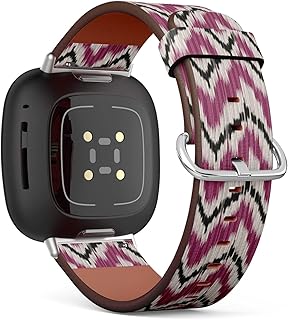 CJBROES Replacement Leather Watch Band, Compatible with Fitbit Versa 3 and Fitbit Sense of Wristband Bracelet Accessory - Ikat