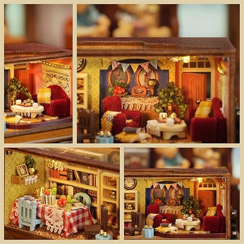 Miniatura 2 de Kisoy Romántica y bonita casa de muñecas en miniatura, kit de casa de bricolaje, habitación creativa, regalo perfecto para amigos, amantes y