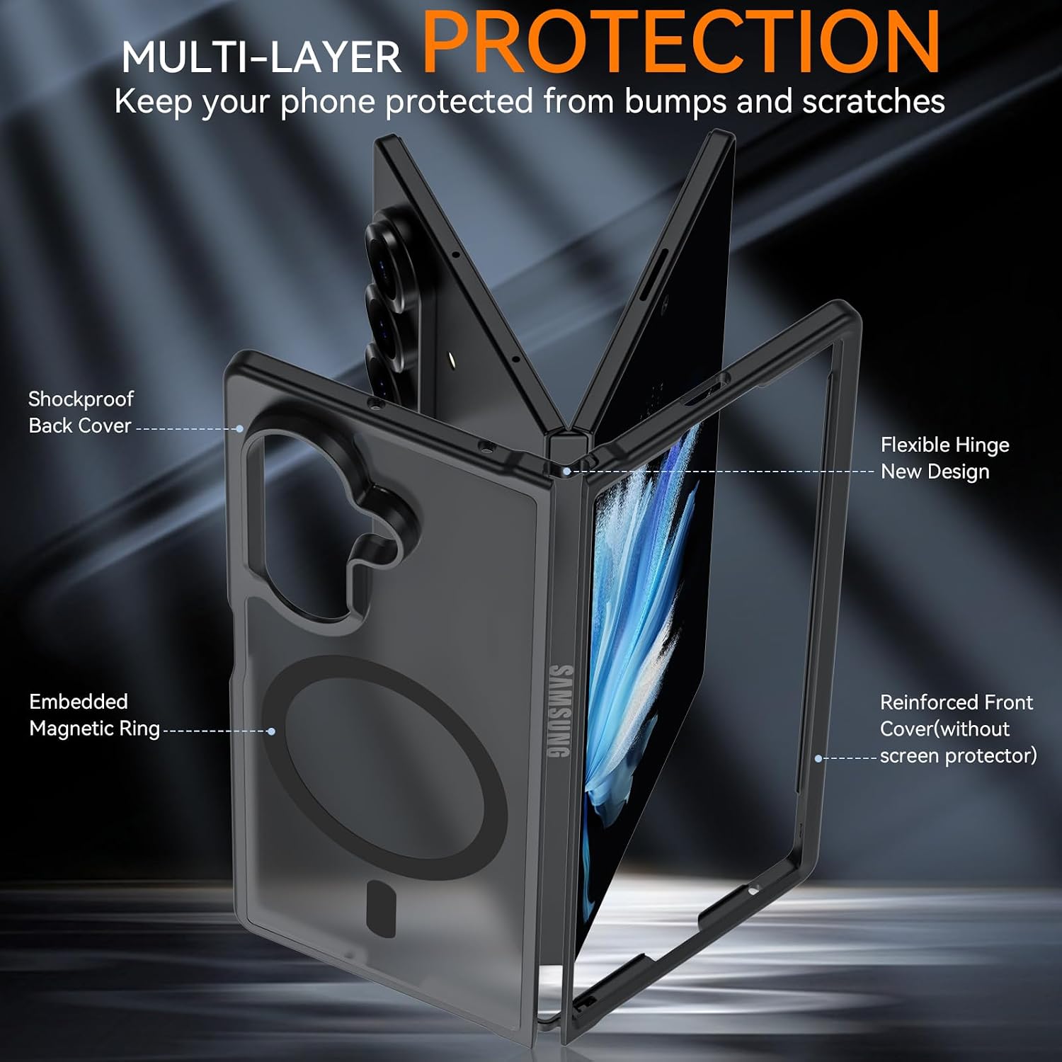 for Samsung Galaxy Z Fold 8 Ultra Case| Galaxy Z Fold 7 Case Magnetic Black image 2