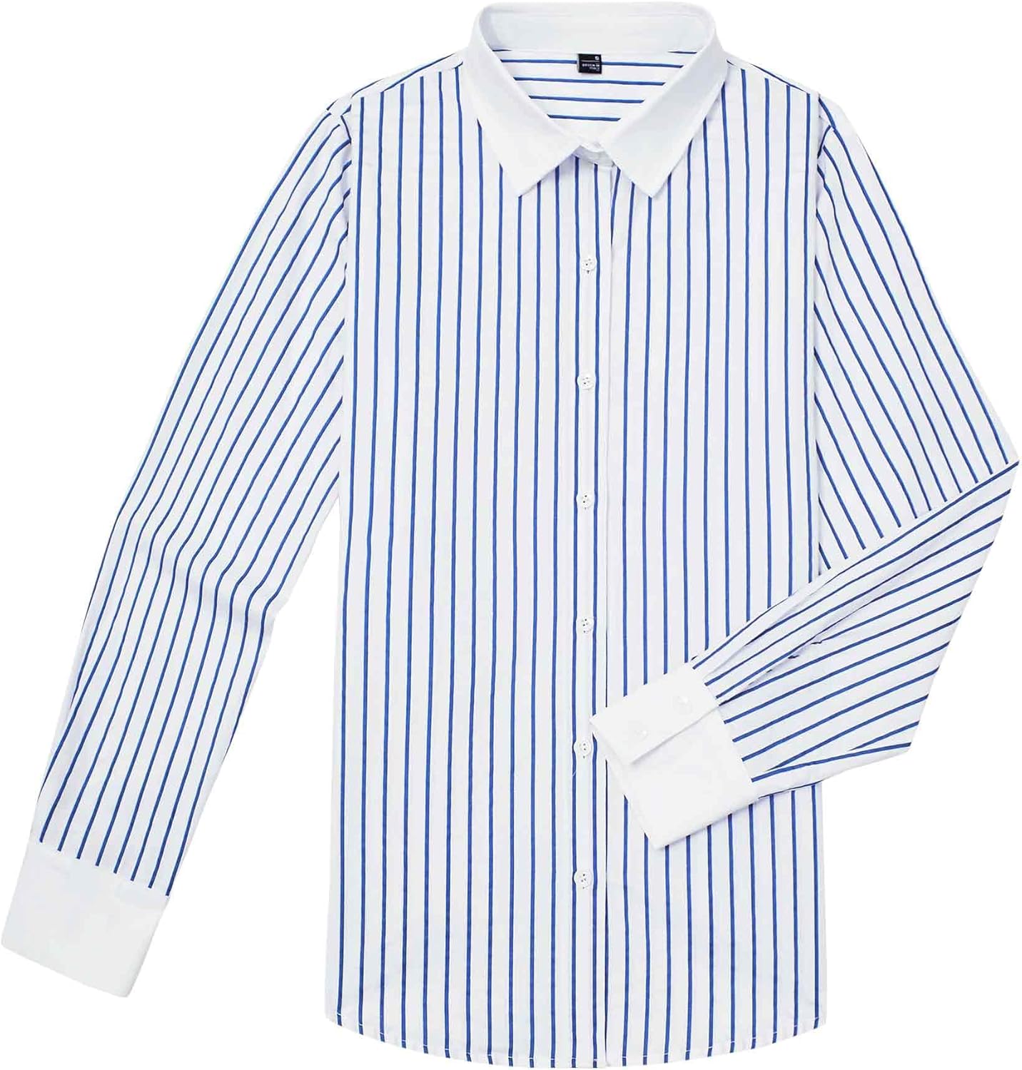 Striped Button Down Shirts for Women Cotton Dress Shirt Oversized Button Up Collared Blouse Tops Business Office Attire - Image 2