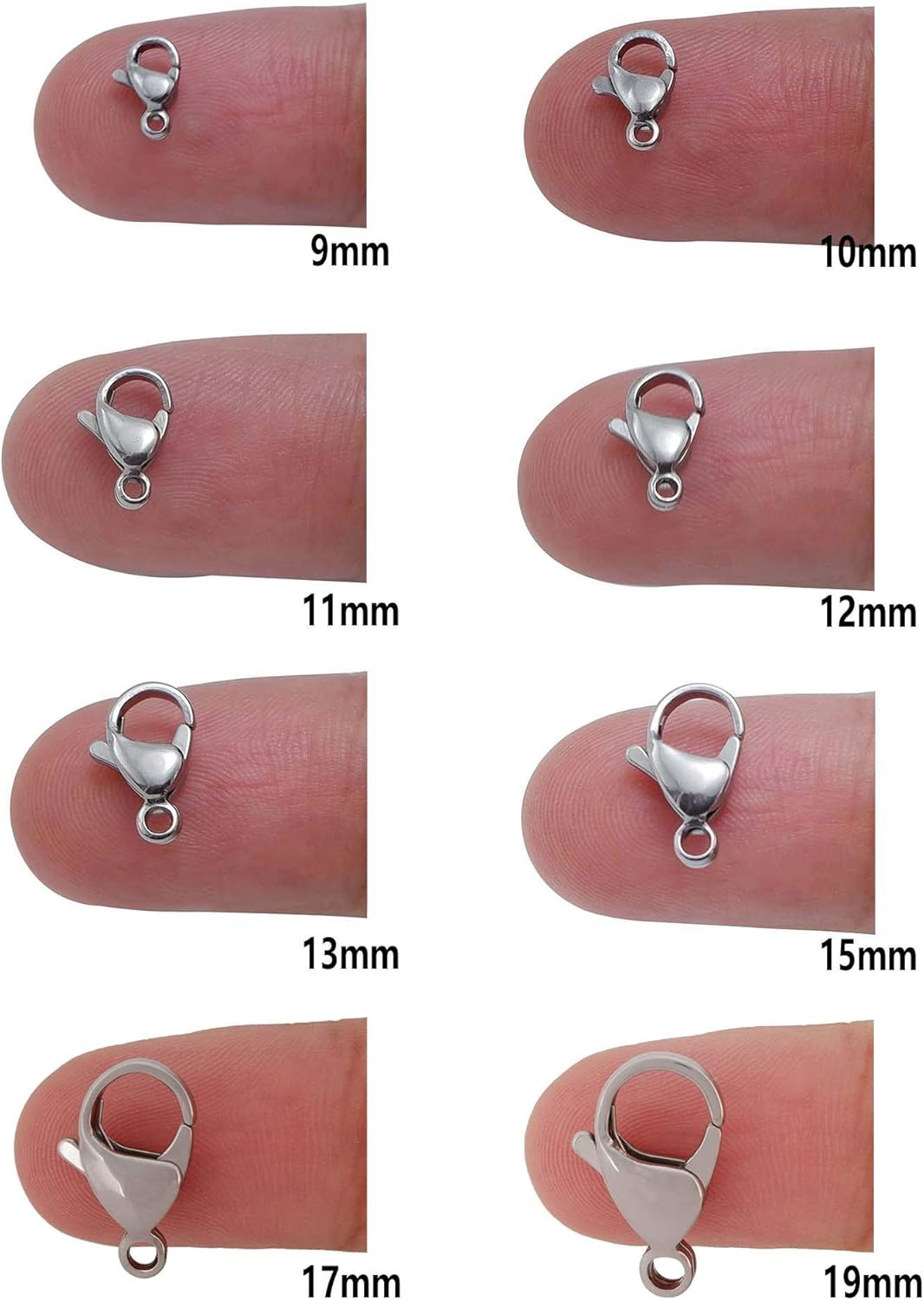 100PCS Length 15mm(0.59") Stainless Steel Lobster Claw Clasps for Necklace Bracelet Jewelry Making - Image 3