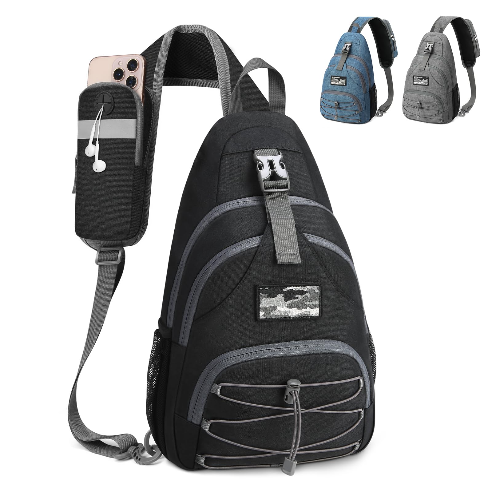 Sling Bag for Men Women,Crossbody Bag Hiking Daypack,Oxford Waterproof Chest Bag for Outdoor Hiking Cycling