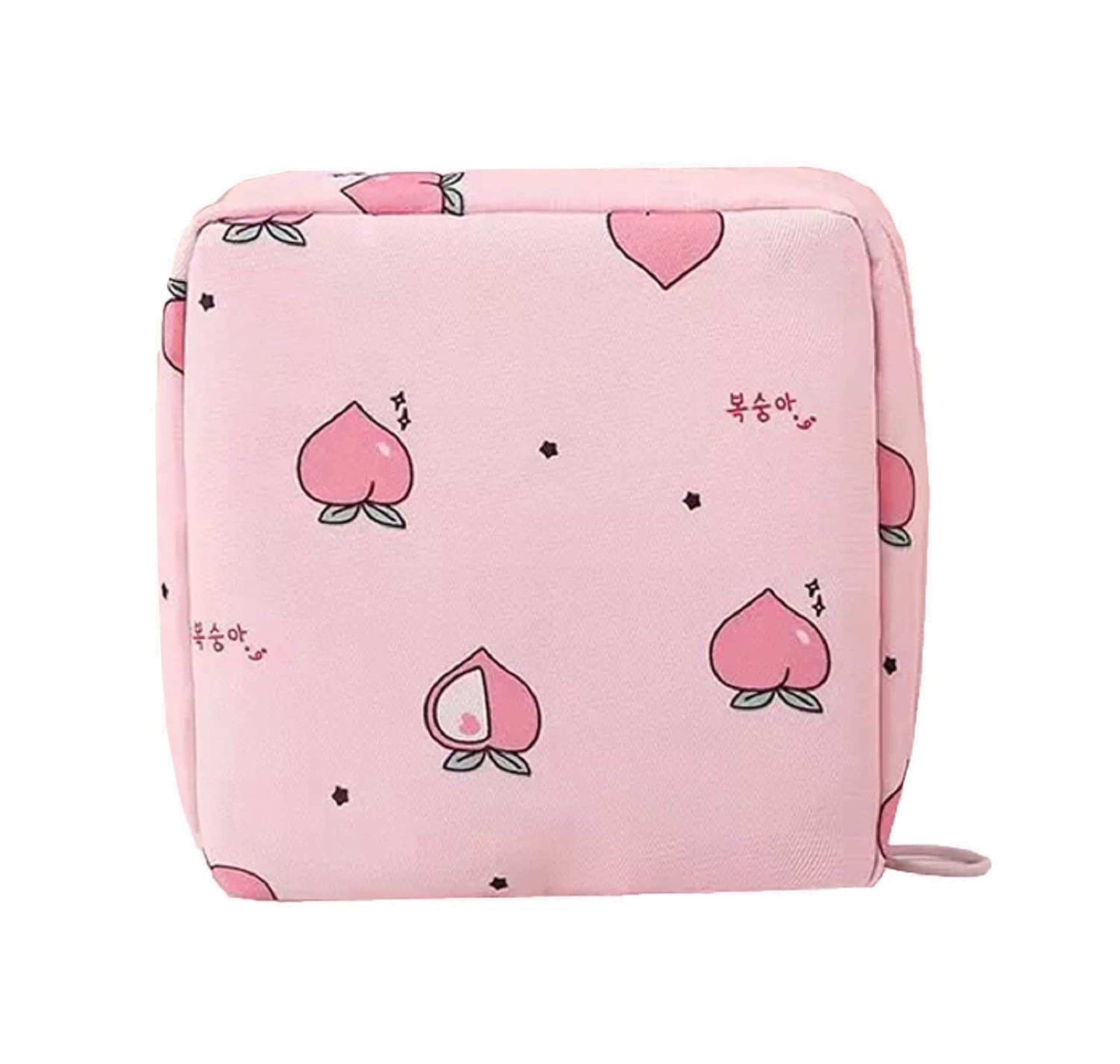 Orange Paper Small Pouch for Women's Girls Plastic Handbag Sanitary Napkin Storage Bag Menstrual Pad Bag, Charger, Cable, Earphone Organiser Bag for Handbag/Purse (Pink)-picture-12