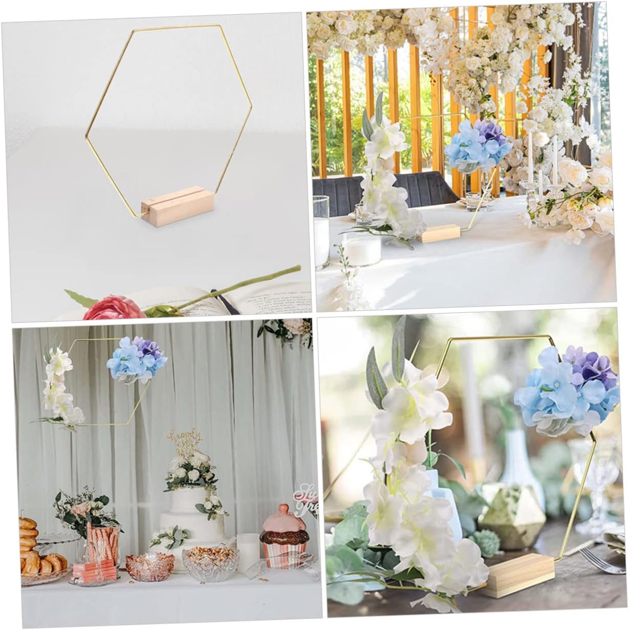 10pcs Hexagon Wreath Floral Hoop Arch Backdrop Wedding Centerpieces Banquet Decor Craft Rings