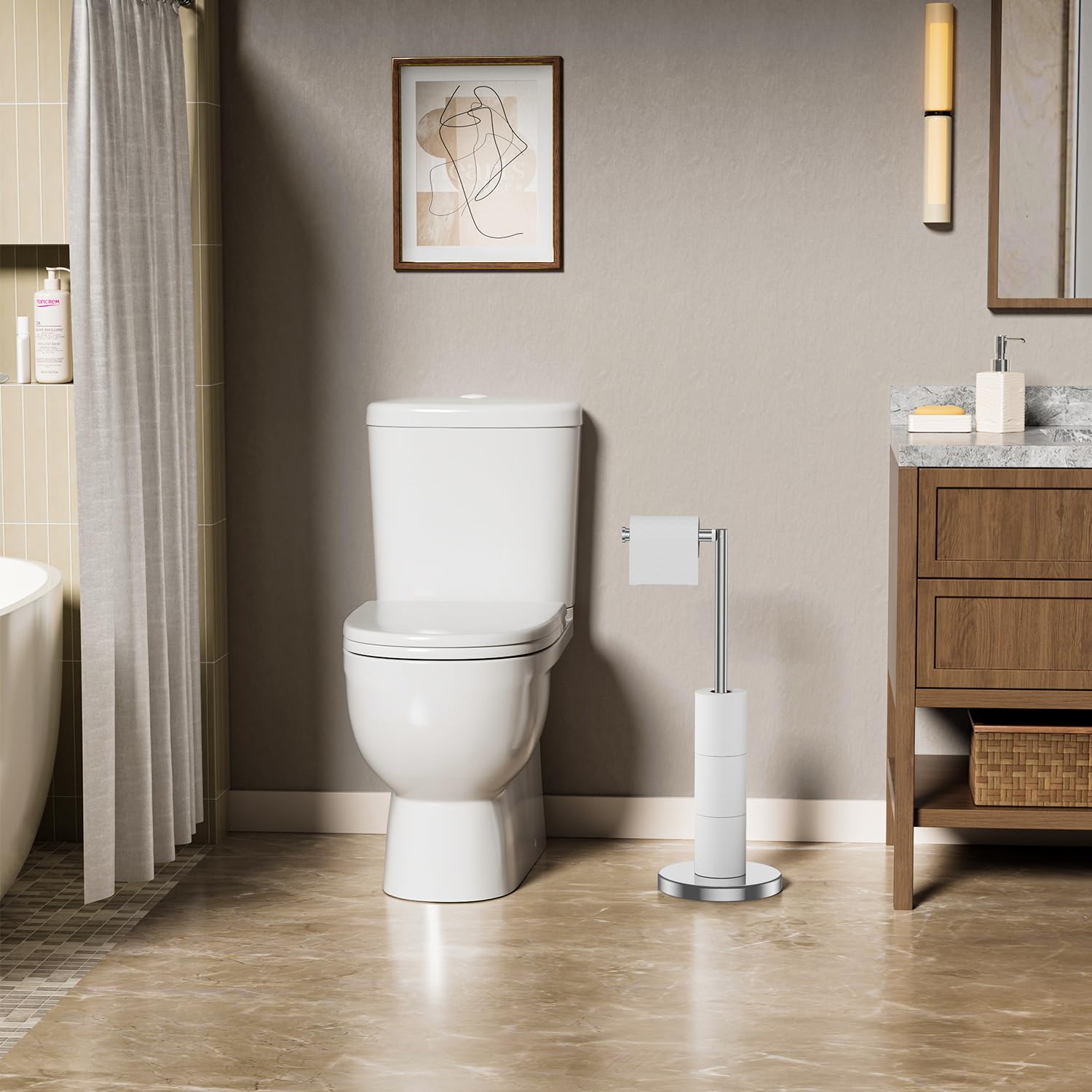 Toilettenpapierhalter aus Chrom, freistehend, für Badezimmer, 304 Edelstahl, rostfrei, Toilettenpapierständer, Aufbewahrung für 4 Rollen (passend für alle Rollen) von Evolvegoods