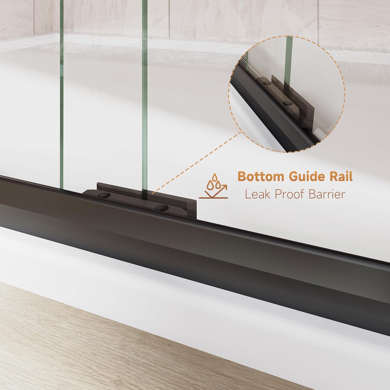 Double Sliding Shower Door, 48 in W x 72 in H, Semi-Frameless, 6mm SGCC Clear Tempered Glass, Silent Soft-Close & Anti-Leak, Matte Black Bathroom Walk-in Shower Enclosure