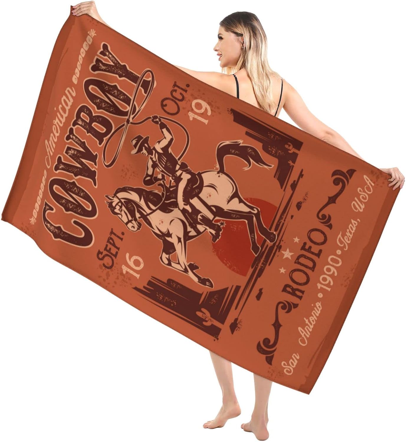 Kamoxi Western Cowboys Bath Towels Microfiber Retro Rodeo