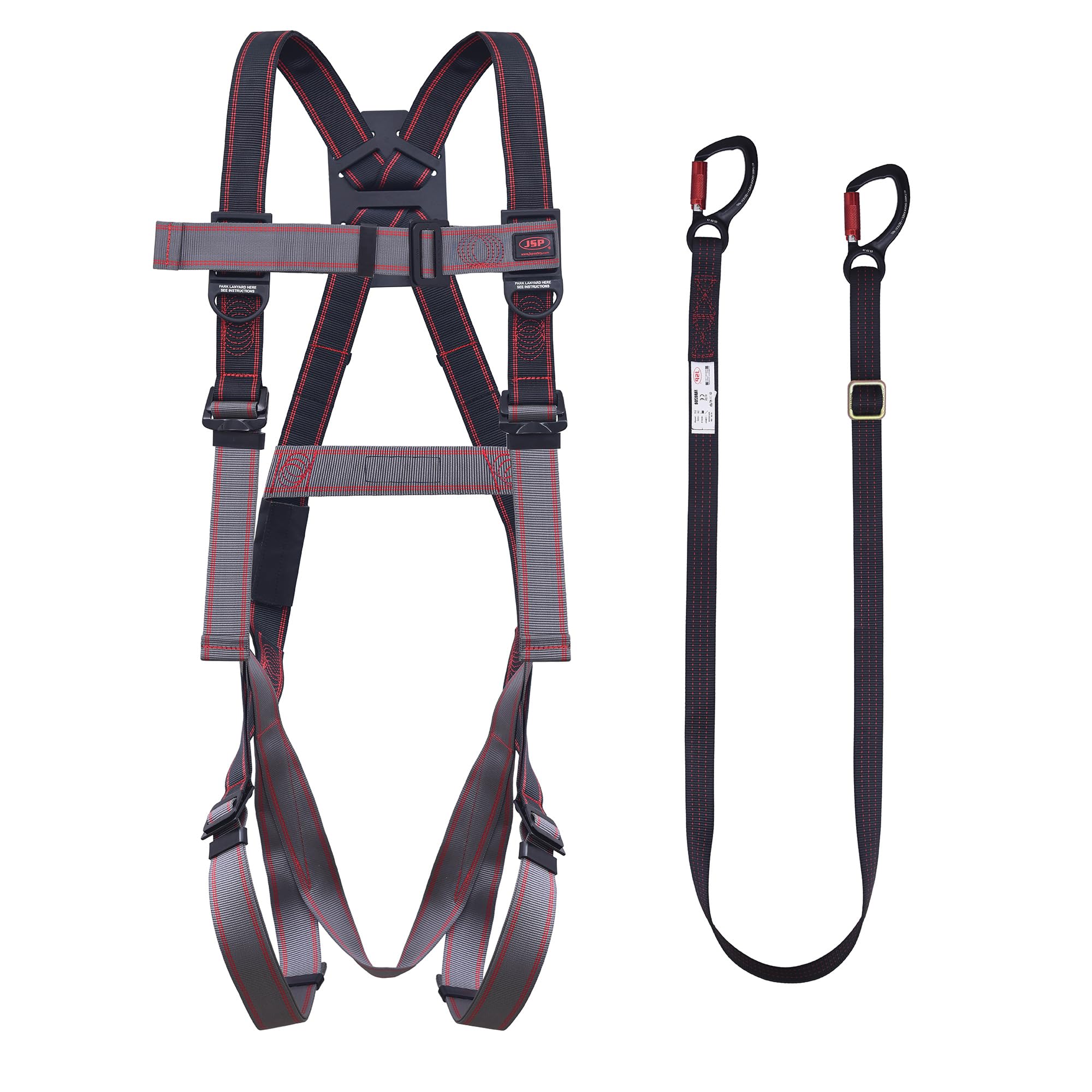 JSP PIONEER IPAF Work Positioning Restraint Kit - Black - One Size - Height Safety - Harness & Lanyard - Working at Height - EN 361 & EN 358