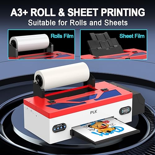 Miniatura 4 de PLK Impresora de transferencia DTF L1800 con alimentador de rollo, precalentamiento directo a película A3 DTF impresora para camisetas de impresión