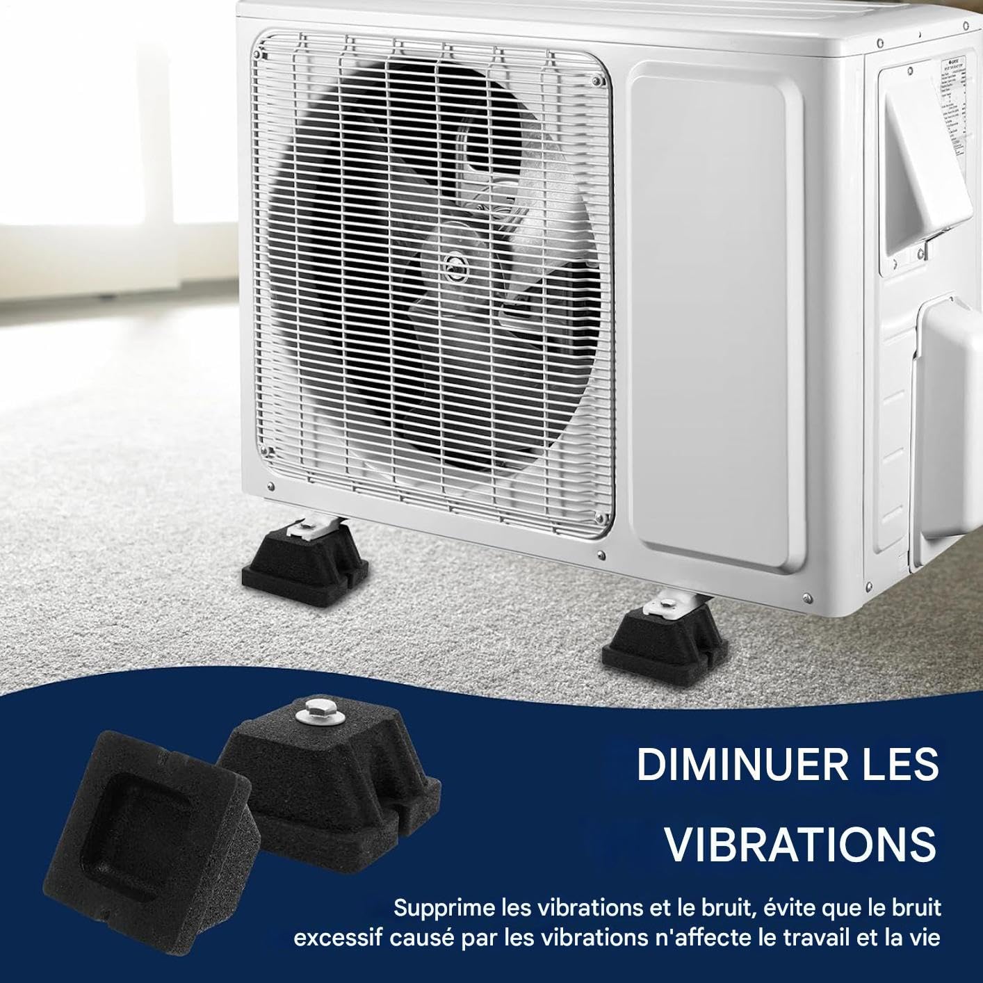 Patas Antivibración A/A Aislante Reforzado y Soporte de Montaje | 4 Pies Antivibración Caucho Reducción Impacto Y Ruido Bomba De Calor Para Condensadores Exteriores, Bomba De Calor Y Aire