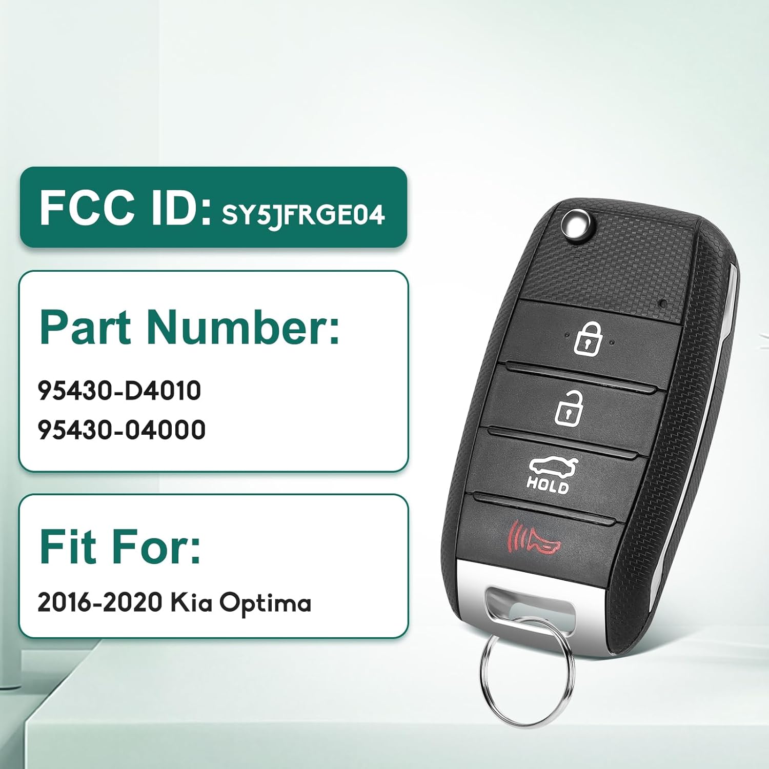 Key Fob Replacement Fits for Kia Optima 2016 2017 2018 2019 2020, Smart Proximity Keyless Entry Remote Control SY5JFRGE04 95430-D4010, 95430-04000 4 Button 434 MHz