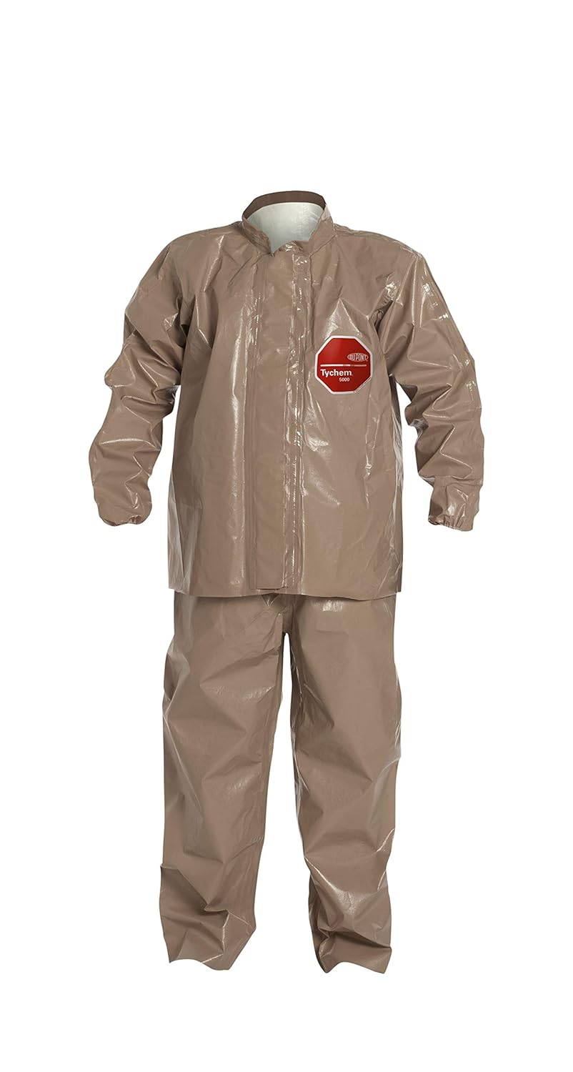 DuPont C3750TTN2X000600 Tychem 5000 Jacket and Bib Coverall, 2X-Large, Tan