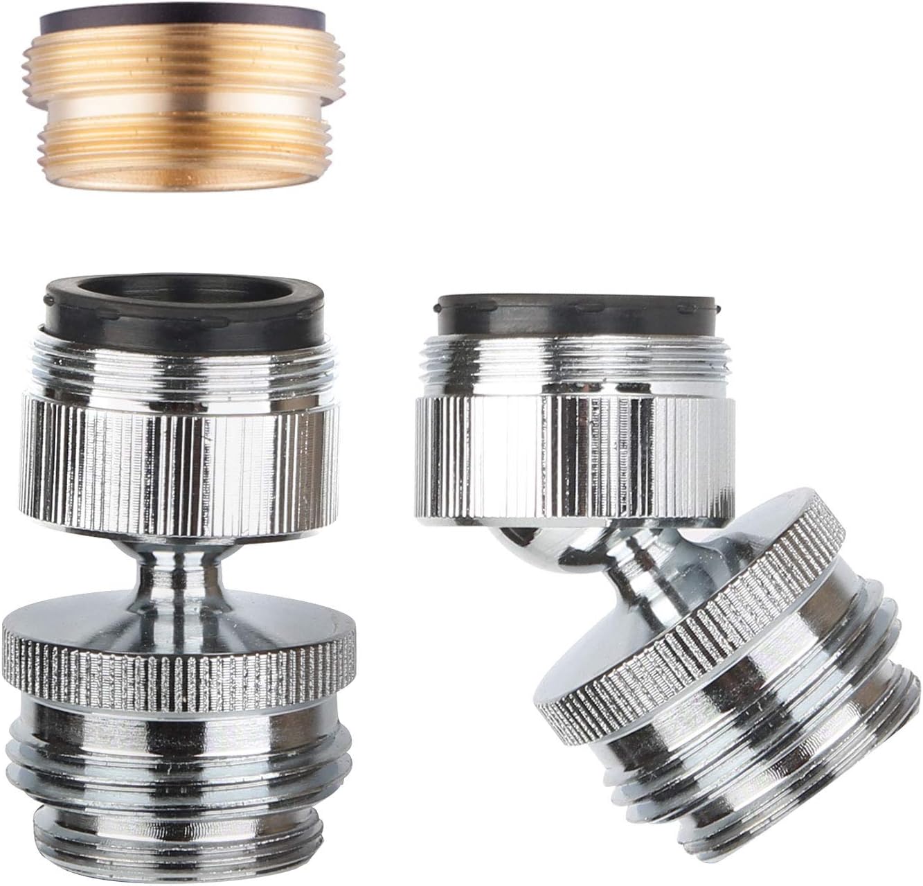 Hibbent Faucet Adapter Kit Swivel Aerator to Connect Garden Hose - Multi-Thread Garden Hose Adapter for Male and Female - Chrome Finished