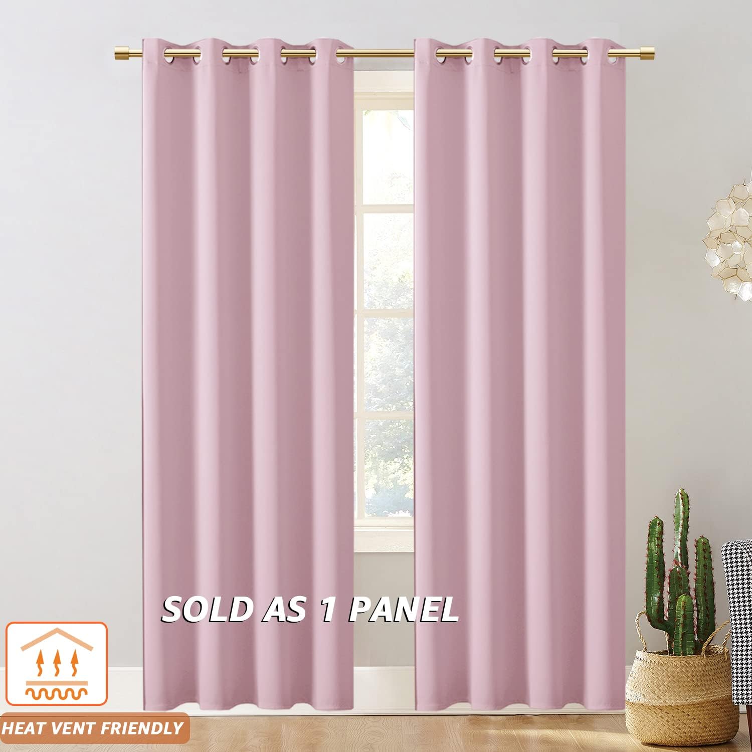 Pink Curtains for Bedroom Closet Door Open Closet, Privacy Blackout Doorway Panel for Girls Room & Nursery, 80 Inch Long