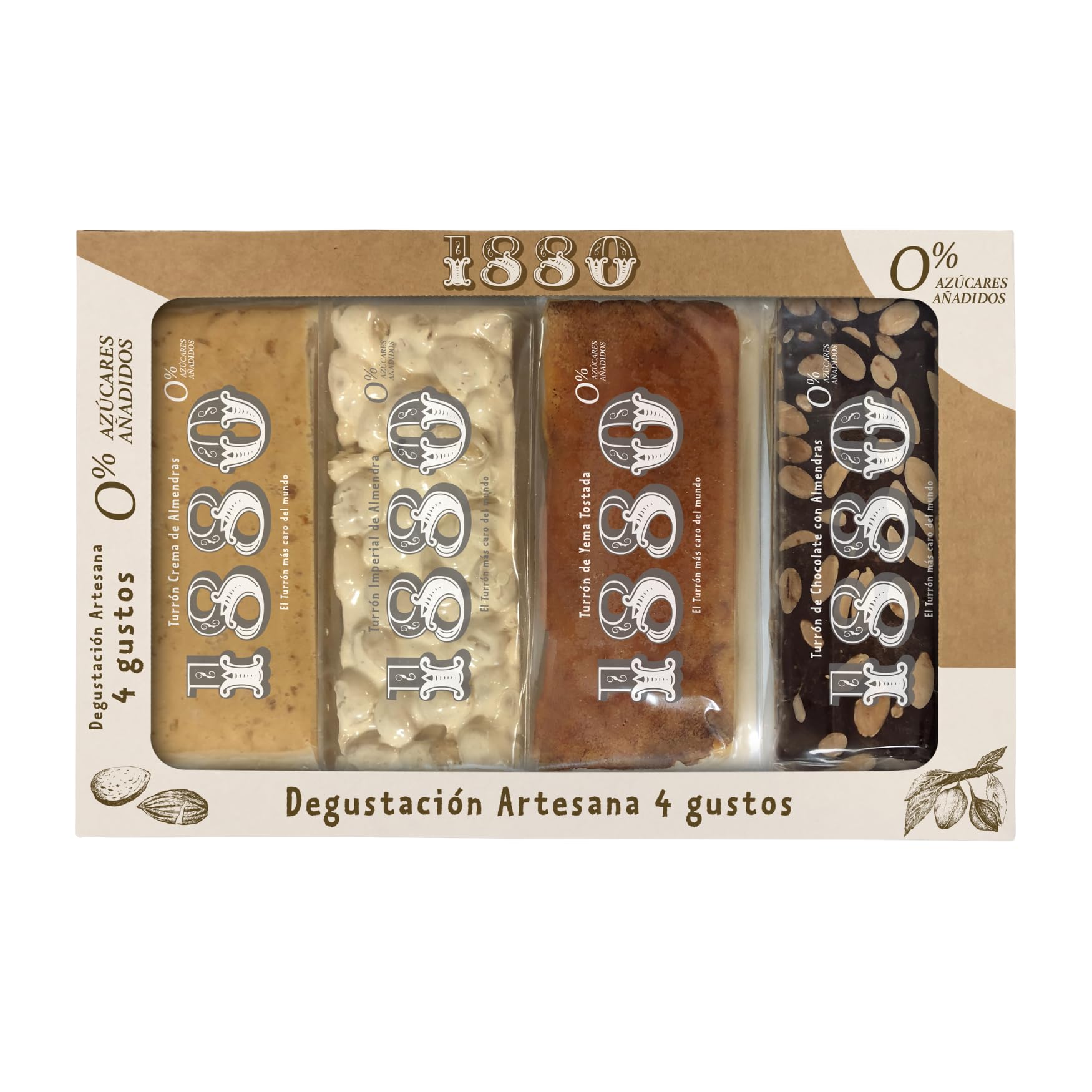 Turrones Artesana 4 Gustos 0% Azúcares Añadidos 300g Pack