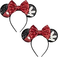 Vista 30 de FANYITY Orejas de disfraz de ratón, diademas de orejas de ratón para niñas y mujeres, talla libre