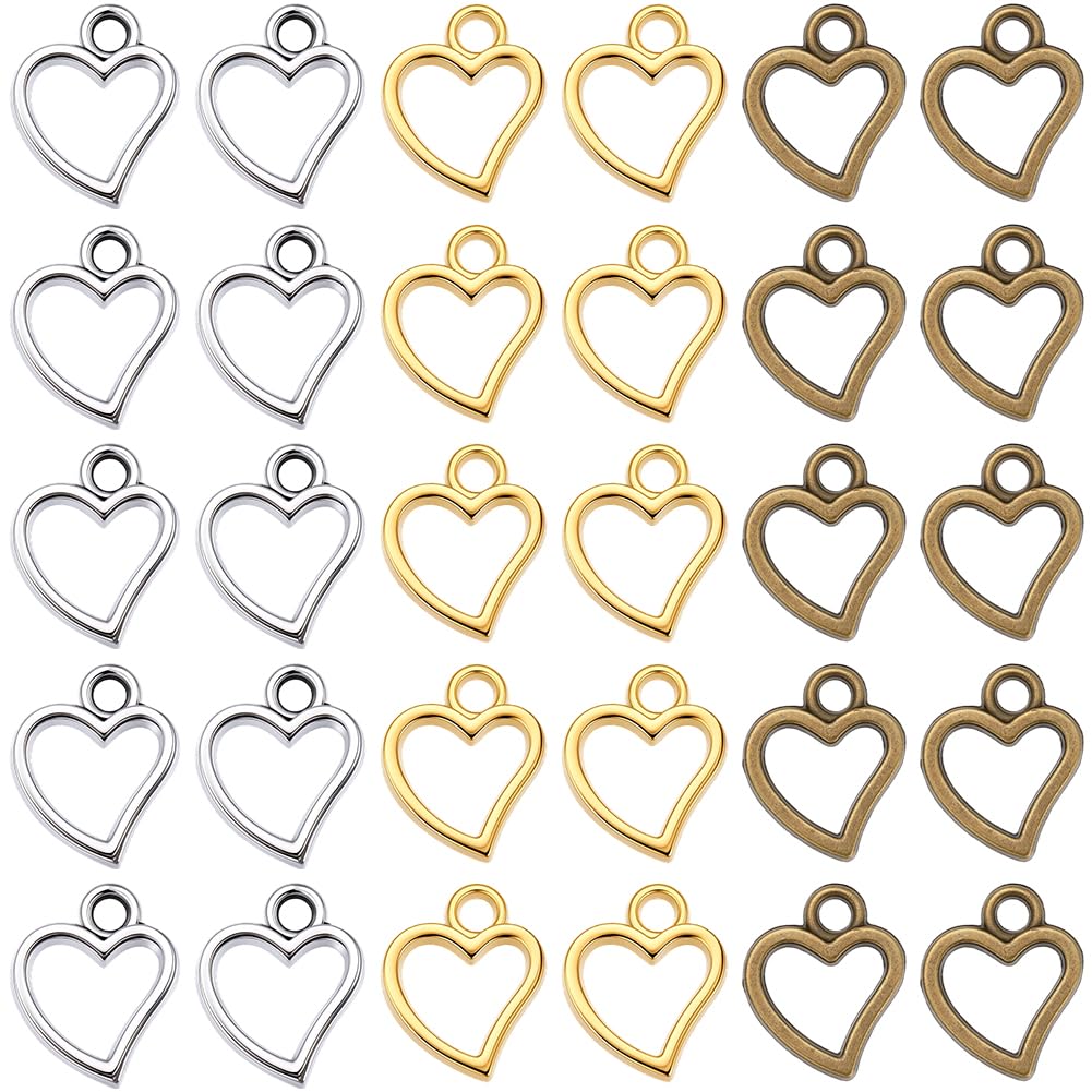 Pendentifs cœur creux pour activités manuelles et porte-clés
