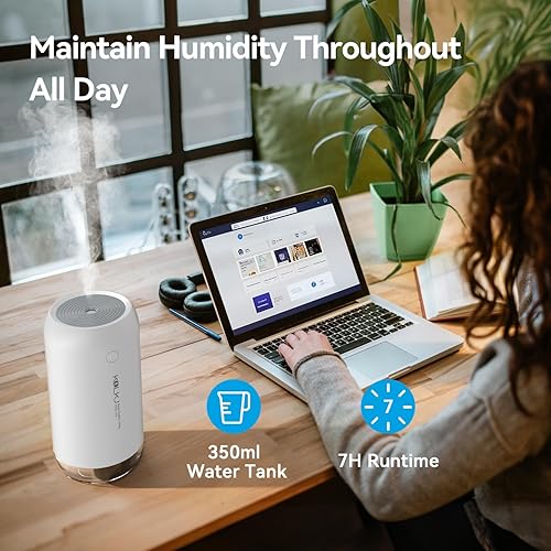 Miniatura 3 de Mini humidificador portátil, humidificadores pequeños de niebla fría de 11.8 fl oz, humidificador de escritorio personal USB para dormitorio,