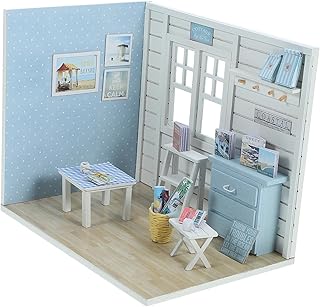 SUPVOX 1 Juego Modelo De Ensamblaje De Bricolaje Casa De Bricolaje En Miniatura Modelo De Casa Kit De Construcción De Mini Casa Juguete De La Casa De Bricolaje para De Madera Azul