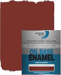 Diamond Brite Paint Oil-Based Enamel Paint 32250-2, High-Hiding Gloss Finish, Interior/Exterior Durable Coating, Multi-Surface Use (Metal, Wood, Masonry), Tile Red, 1 Quart (32 fl oz)