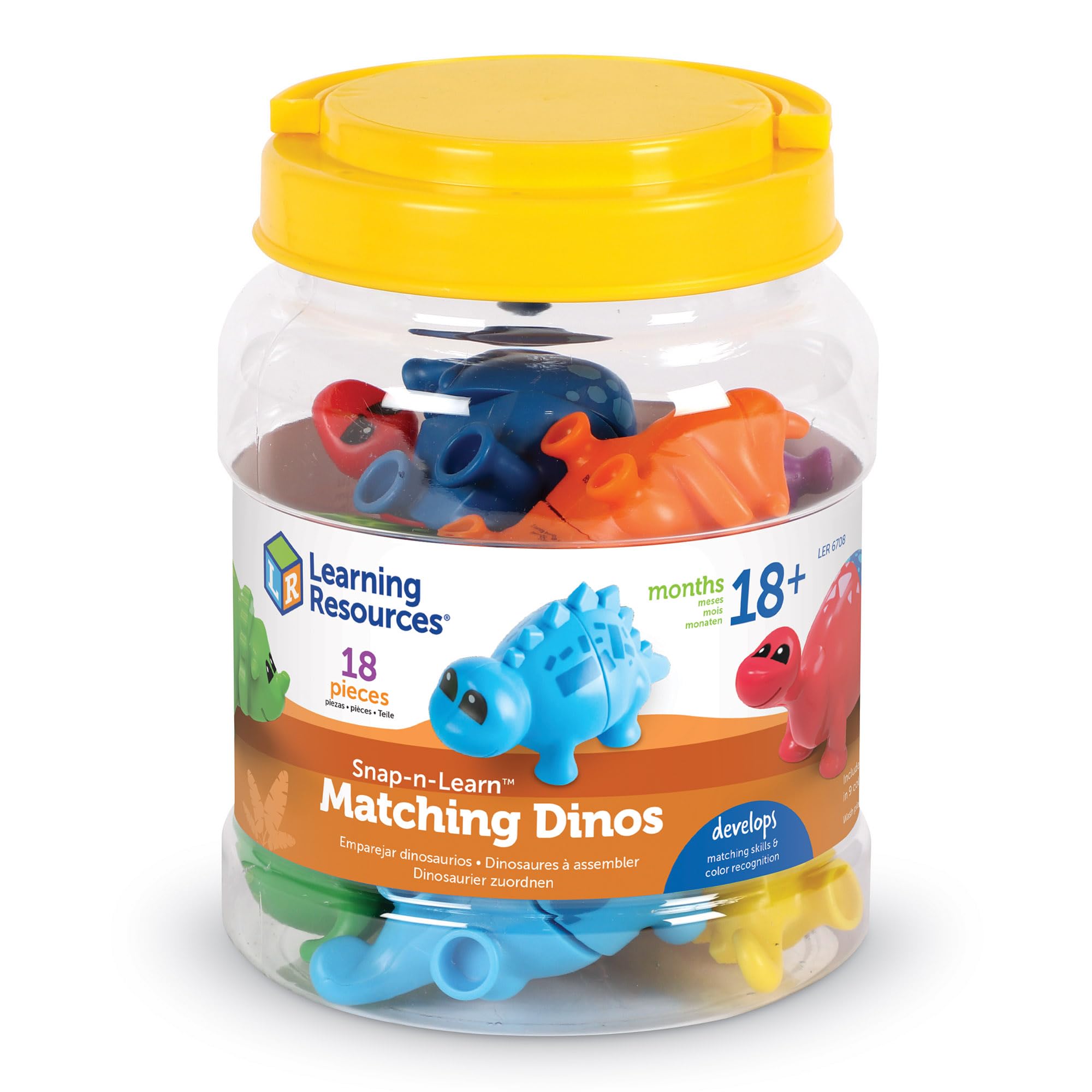 Original Snap-n-Learn Matching Dinos | Color and Shape Matching Toys, Toddler Matching Toy, Sensory Toys, Shapes and Colors for Toddlers, Shape Sorter Toy