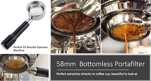 Miniatura 7 de Joytata Portafiltro sin fondo de 2.283 in para Breville BES900XL, BES920XL, BES980XL, BES990BSS máquina de café expreso con cesta de filtro, mango
