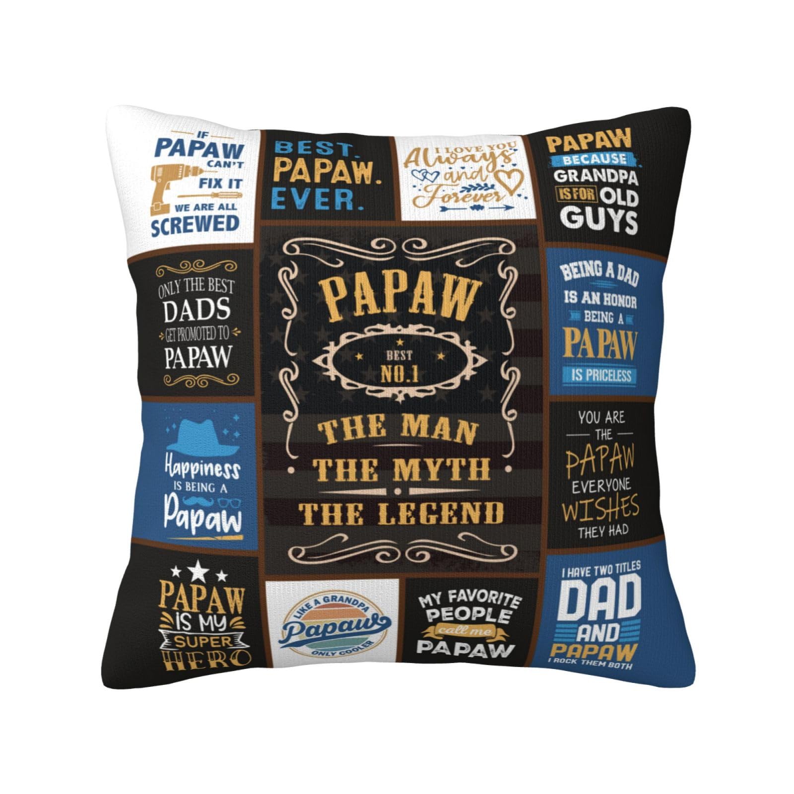 Skizbcw Papaw Gifts, Papaw Gifts from Grandkids, Gift for Papaw from Grandkids, Best Papaw Gift Throw Pillow Covers 18×18 Inches