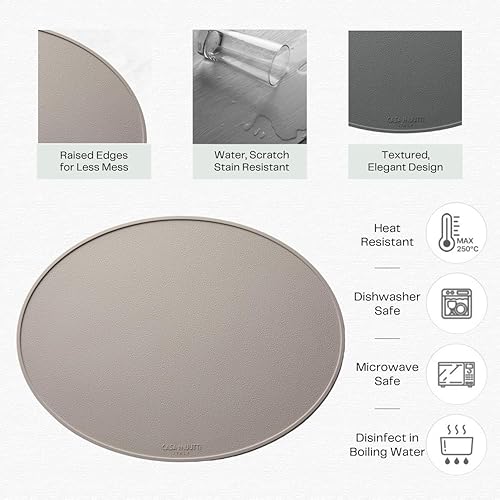 Miniatura 3 de Manteles individuales de silicona, manteles individuales ovalados, antideslizantes, resistentes al agua, resistentes al calor, acabado texturizado,