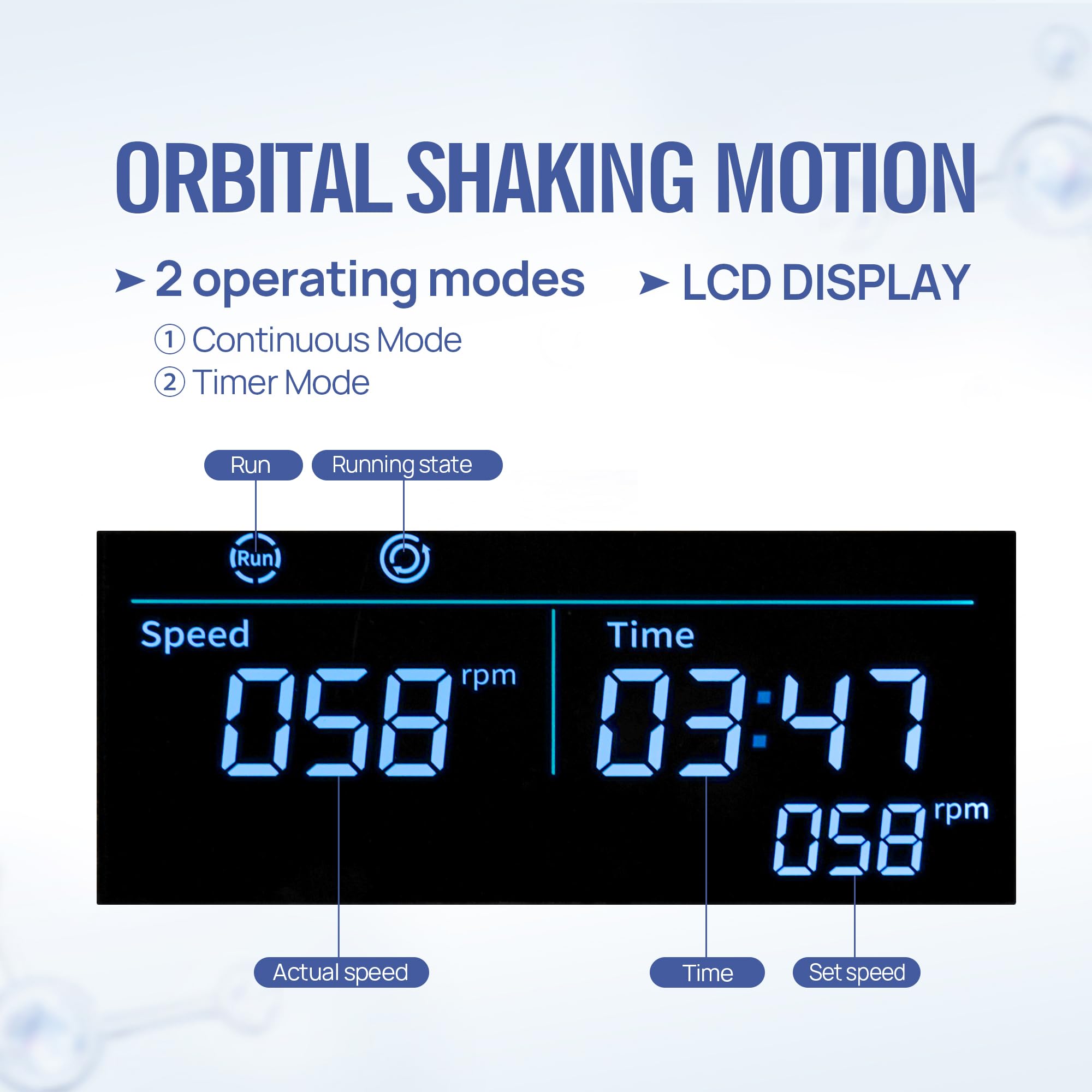 Agitador orbital LCD de 40 a 300 rpm, capacidad de 2 kg, agitador orbital digital con temporizador y modo continuo para laboratorio, universidad
