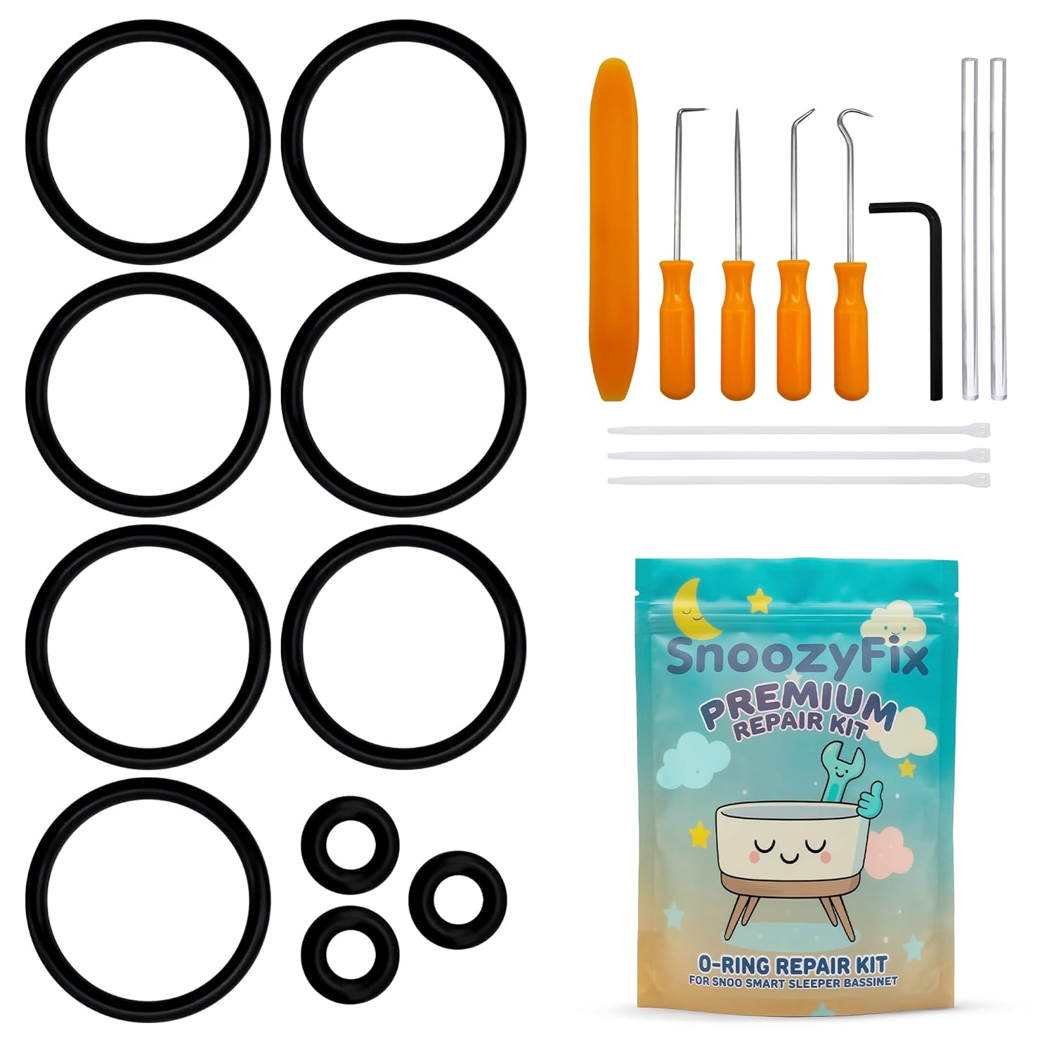 O-Ring Repair Kit for Snoo Smart Sleeper Bassinet (O-Rings, Full Tool Set & Motor Bearings)
