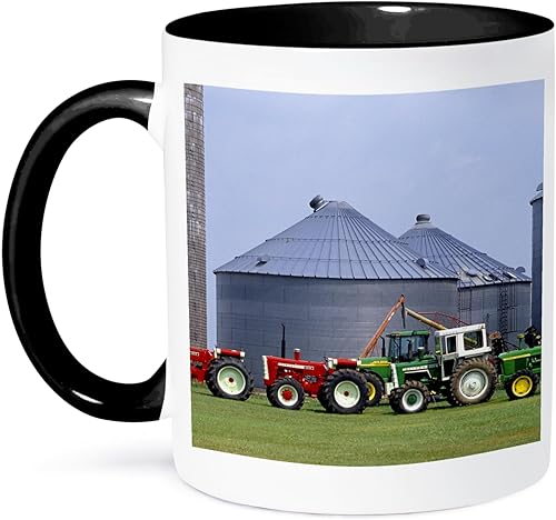 3dRose mug_97158_4 Farm, colección Vintage Tractor, Wisconsin-US50 DFR0002-David R Frazier - Taza de dos tonos, 11 onzas, negroblanco