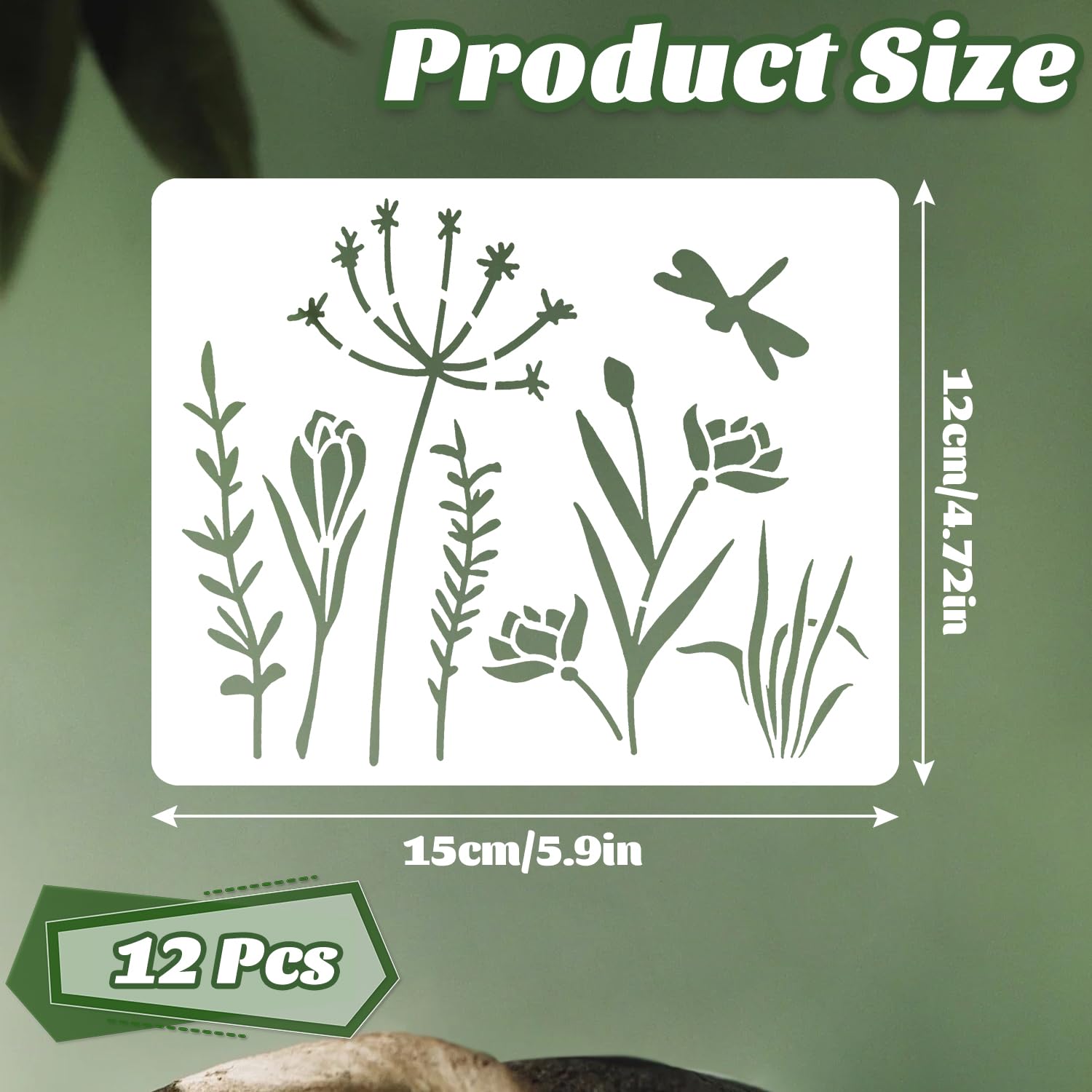 REEKNOKOL stencil 12 Pcs Reusable Flower Leaves for Painting Natural Plants Openwork Drawing Stencil for DIY Art Crafts Scrapbook Wall Décor - Image 2