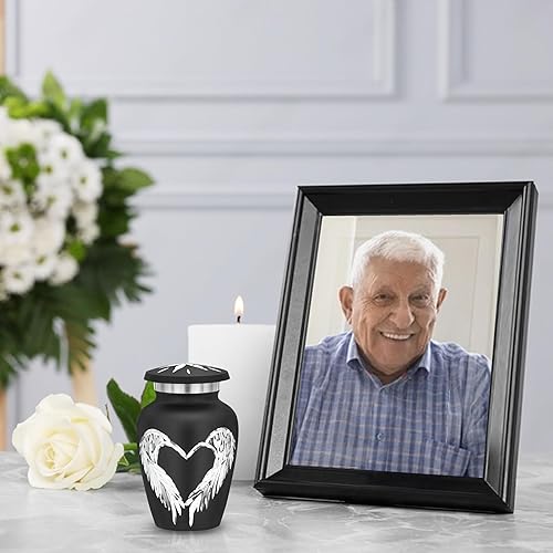 Miniatura 13 de Urnas pequeñas moradas para cenizas humanas - Alas de ángel y mini urnas de corazón - Urnas de recuerdo de cremación para cenizas - Soporte