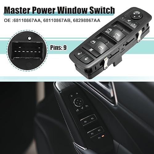 Miniatura 2 de ACROPIX Interruptor de elevalunas eléctrico principal del lado del conductor delantero izquierdo para Ram 1500 - Paquete de 1 negro