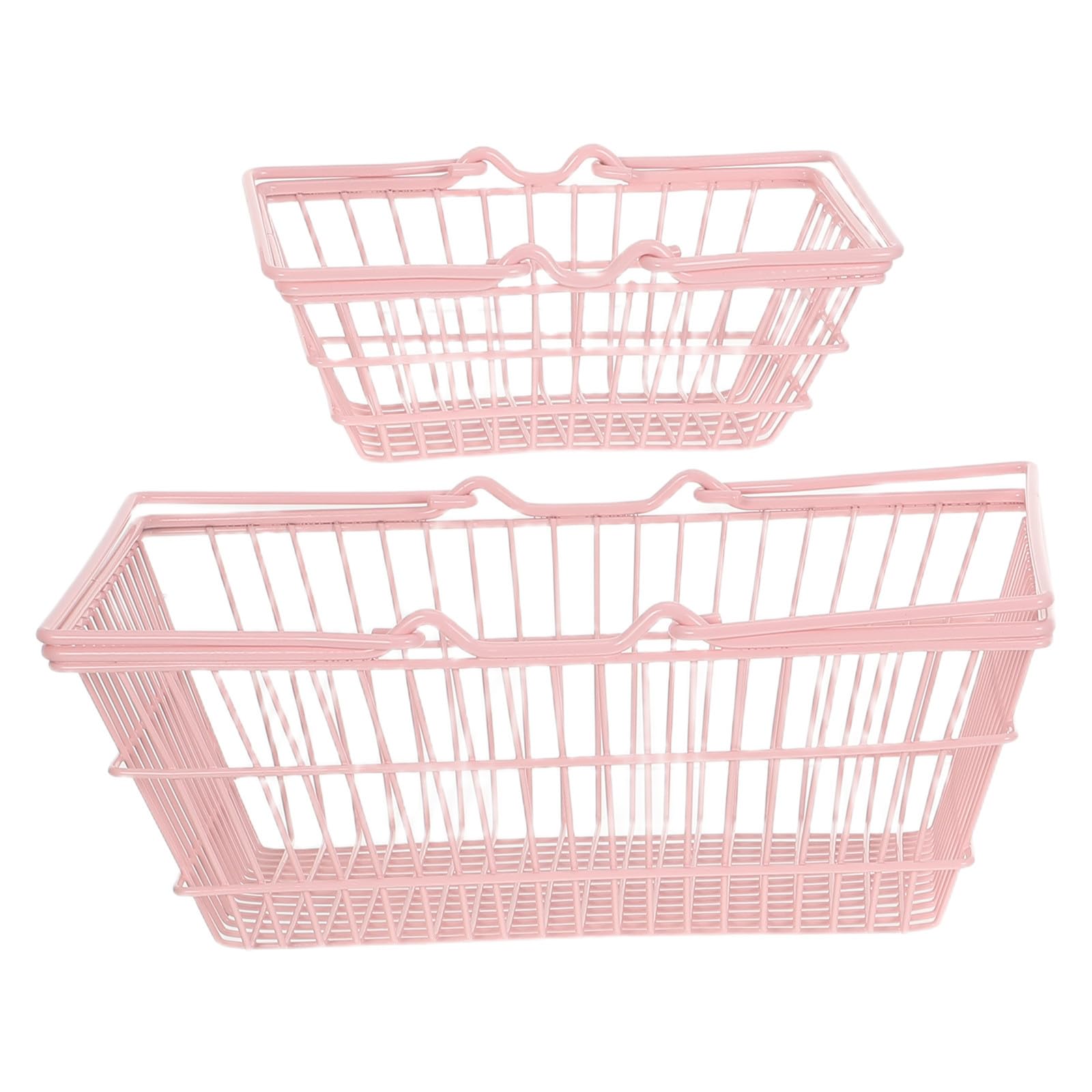 Panier à provisions métal rose pour un rangement de maison efficace et un bureau bien ordonné