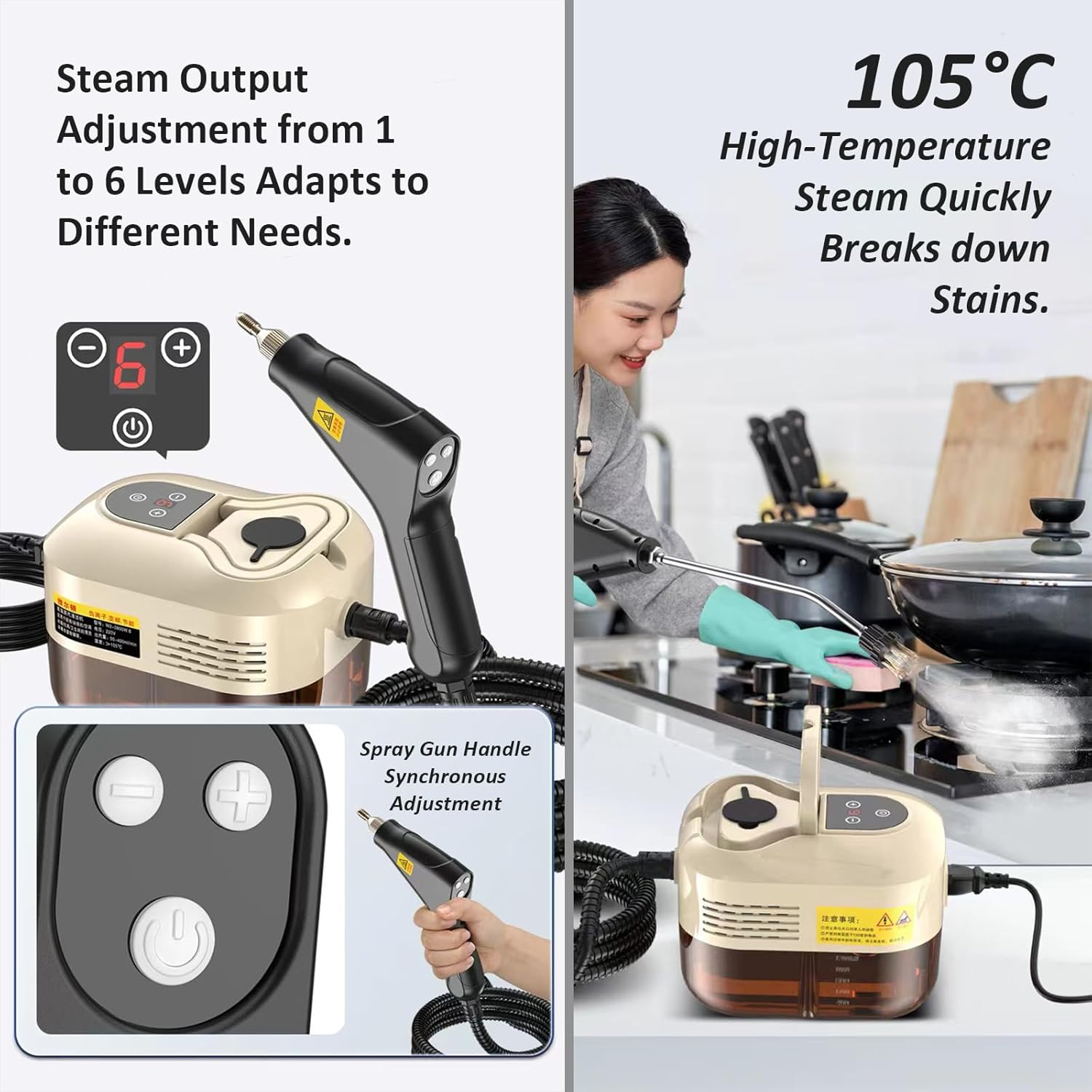 2500w Handheld High-Temperature Pressurized Steam Cleaner, 2026 New 6 Level Adjustable Pressurized Handheld Steam Cleaner, 15s Heat-Up Handheld Steamer for Cleaning (White)