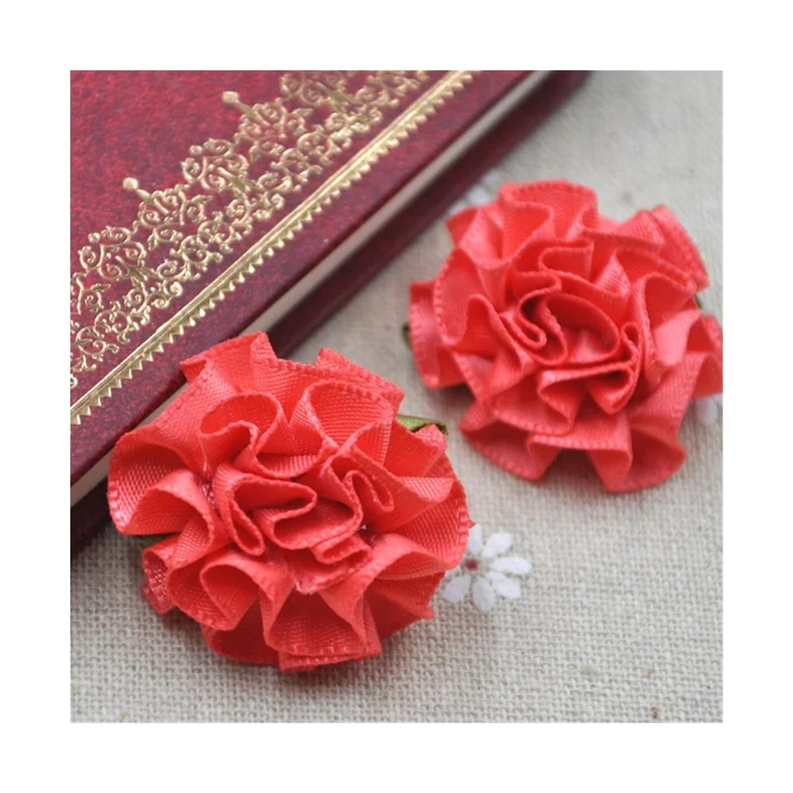 LOVSSU Fabric Flowers 40pcs U Pick Ribbon Flower Carnation Appliques Sewing/craft/wedding Lots(Color 10)