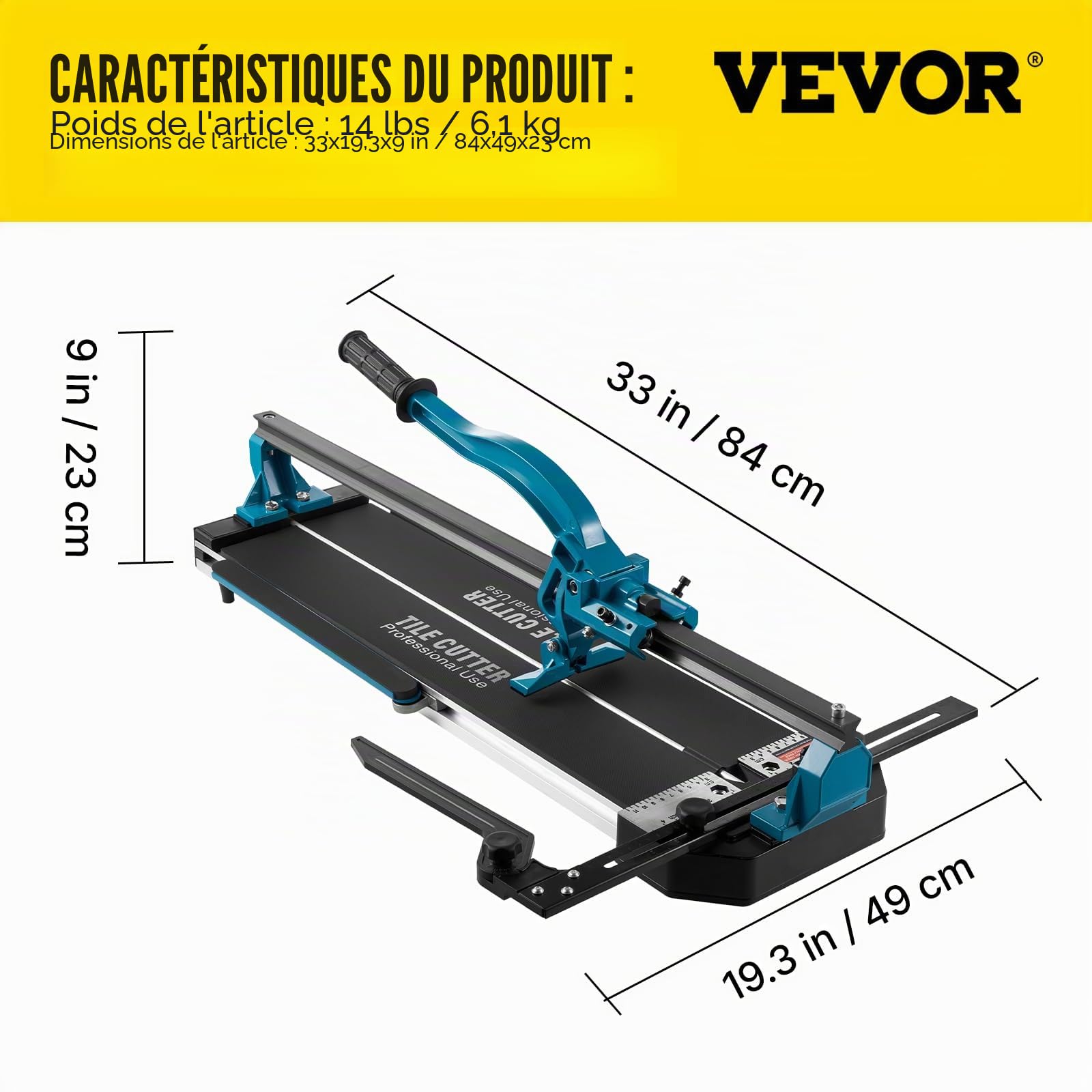 VEVOR Coupe Carrelage Manuel 600 mm Coupe-Carreaux, Épaisseur 6-15 mm Coupeur de Carrelage Robuste avec Positionnement Laser Infrarouge Précis pour Couper Céramique Carreaux Porcelaine Carreaux Polis