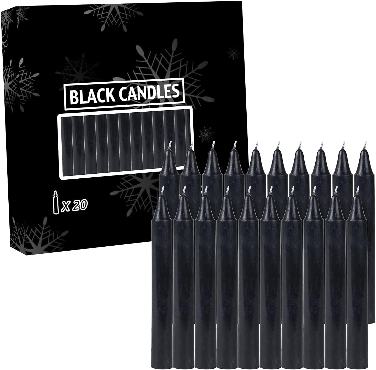 20 pcs Black Candles-Magic Ritual Small Mini Spell Chime Candles-for Pagan and Witchcraft Altars-4 inch X 1/2 inch Diameter - 1.5 Hour Burn Time
