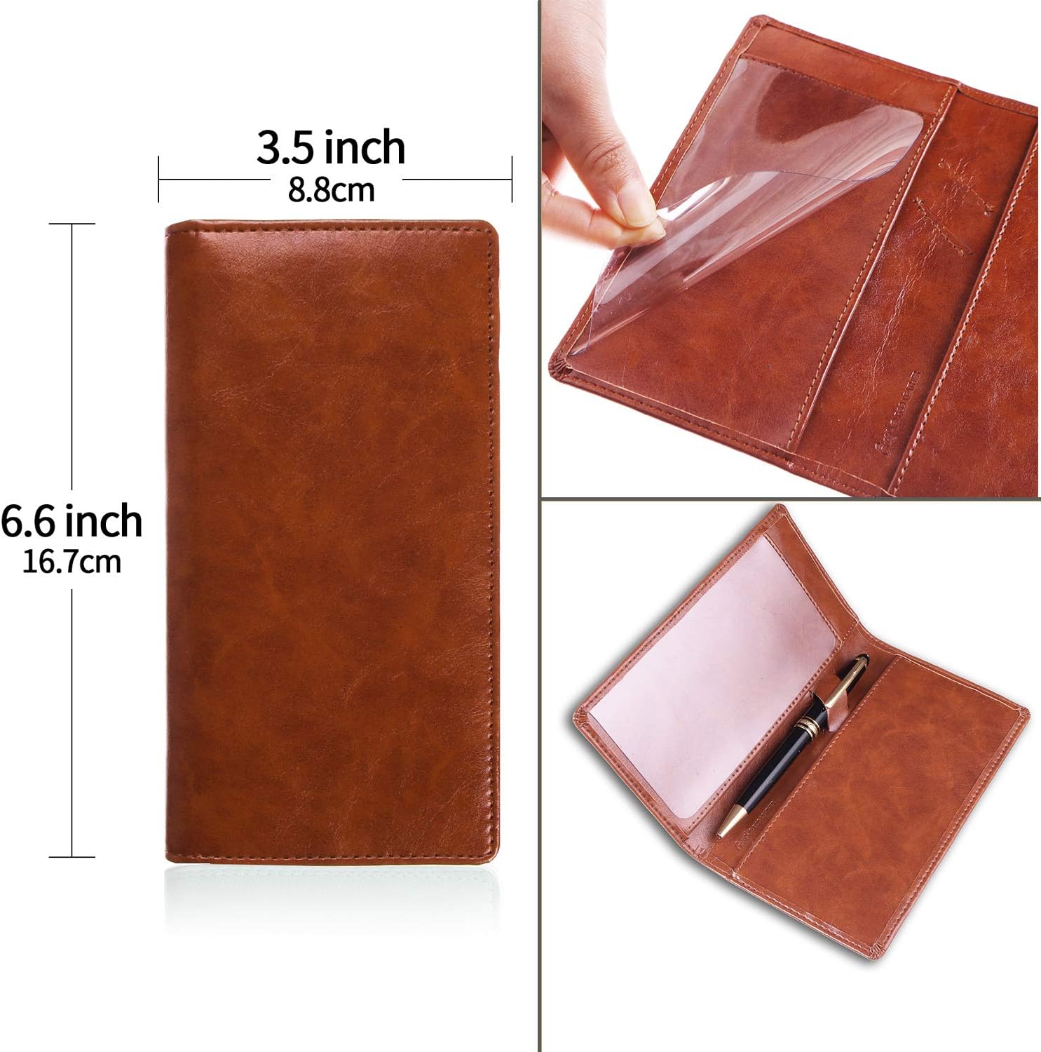 Leather Checkbook Cover for Men Women RFID Blocking by GNEGNI