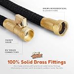 Flexi Hose Plus avec 8 Function Buse Jardin extensible Hose, Léger & Jardin flexible sans évier Hose, Raccords en laiton massif de 3/4 pouces et double latex, 75 Ft Noir