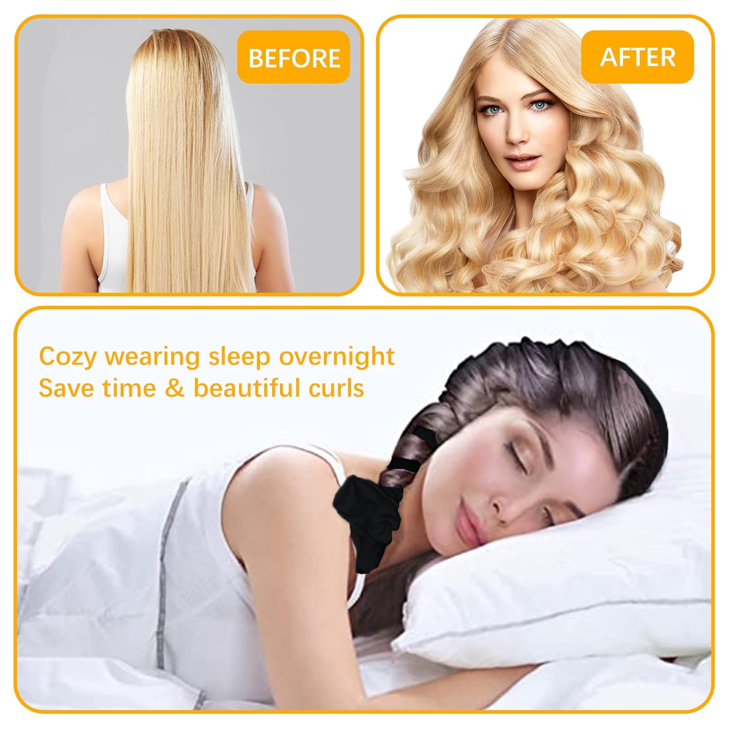 Heatless Hair Curler Soft Heatless Curling Rod Headband Beauty Sleeping Hair Curly Rollers Silk Ribbon Curls No Heat Curler Wave Overnight Hair Styling Tools Gift for Medium Long Hair Women (Black) : Beauty & Personal Care