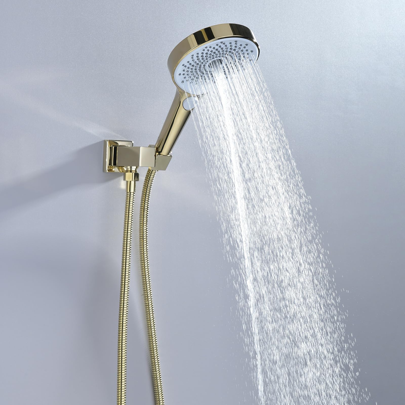 Brushed Gold,Cabezal De Ducha De Mano De 3 Funciones, Cabezal De Ducha De Alta Presión ABS, Cabezal De Ducha Desmontable con Manguera De Ducha De 59 Pulgadas Y Base Giratoria