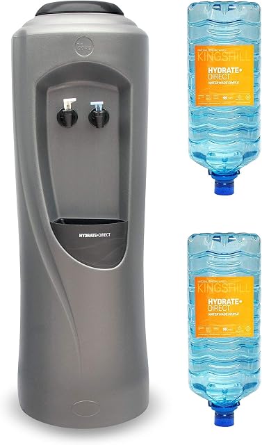 Hydrate Direct Core Water Cooler Package 1 | Water Dispenser Plus 2 x 15L Bottles of Natural Mineral Water, Ambient & Cold Temperature, Grey/Silver
