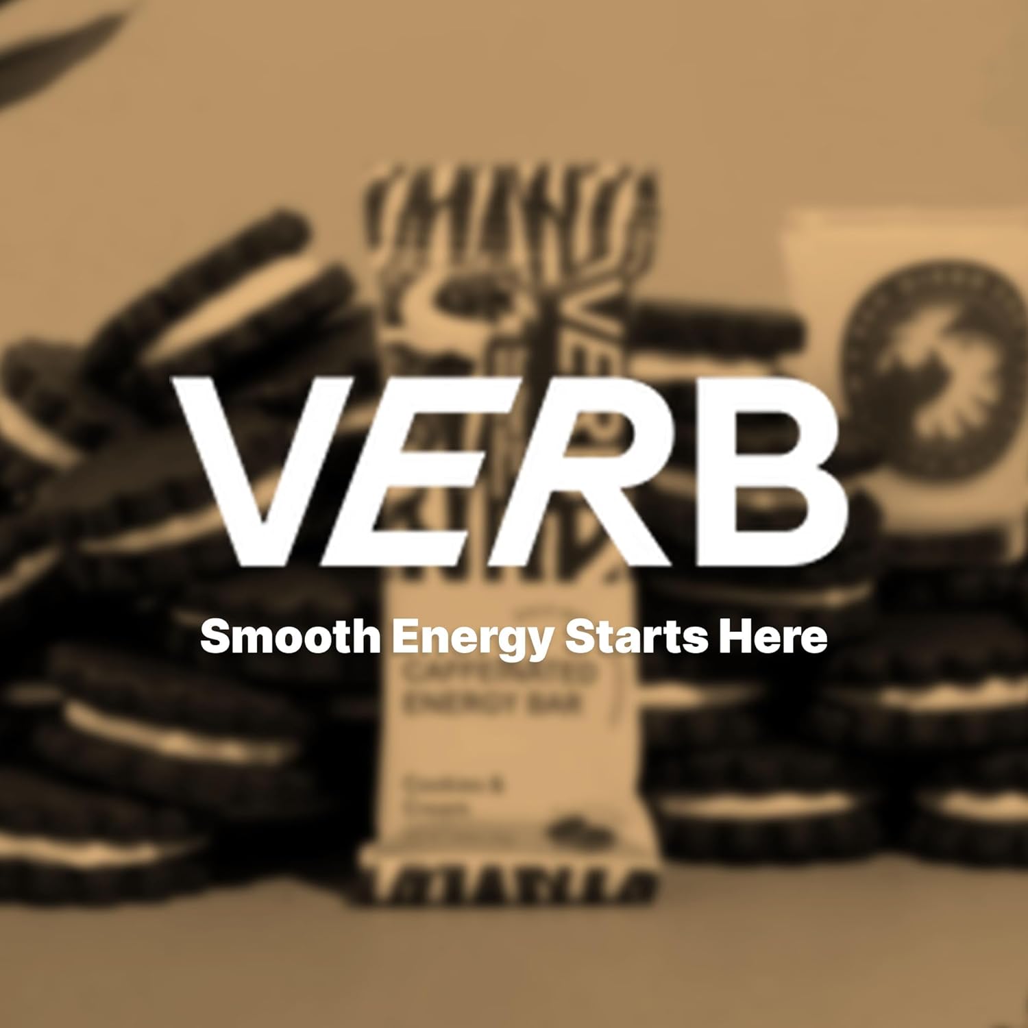 Verb Caffeinated Energy Bars Cookies & Cream (26g, Pack of 16) 110-Calorie Delicious Low Sugar Energy Bar - Vegan Gluten Free On-the Go Snack with 80mg Green Tea Caffeine, Only Real-Food Ingredients