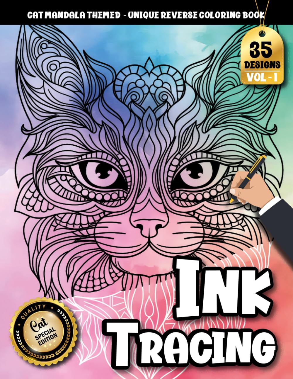 Ink Tracing Book For Adults: A Reverse Coloring Experience with Cat Mandala Art for Stress Relief, Mindful Tracing, and Creative Relaxation (Cat Mandala Tracing Series)
