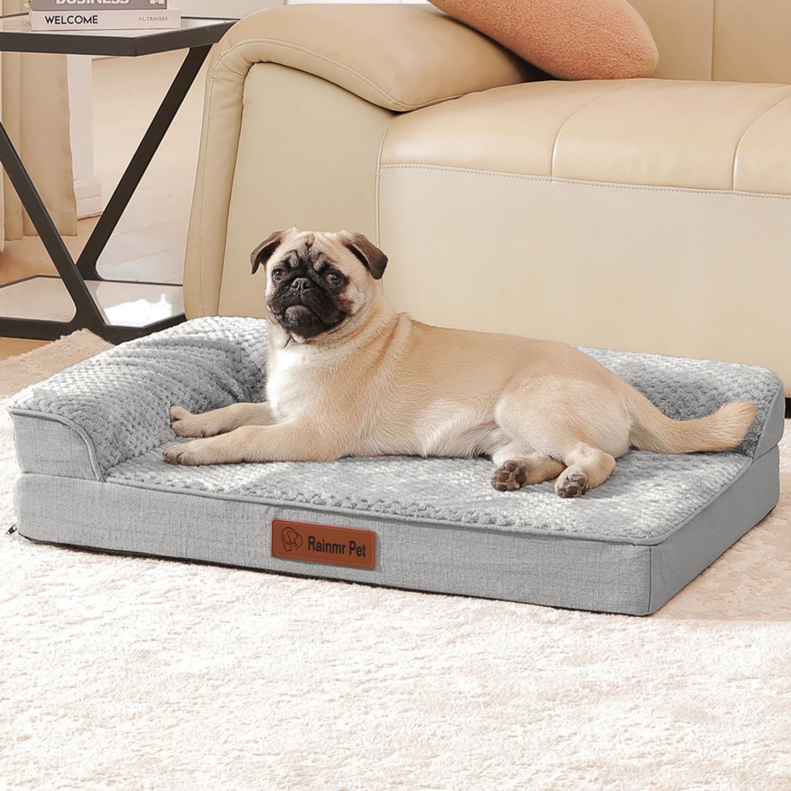 Rainmr Orthopedic Dog Bed for Small and Medium Dogs Memory Foam Pet Bed with Washable Removable Cover Nonskid