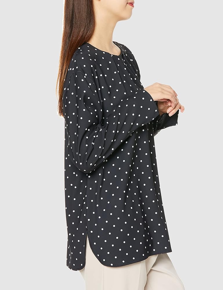 Amazon | [ミラオーウェン] クルーネックタックドレープブラウス